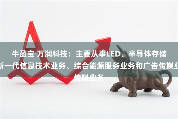牛盈宝 万润科技：主要从事LED、半导体存储器新一代信息技术业务、综合能源服务业务和广告传媒业务